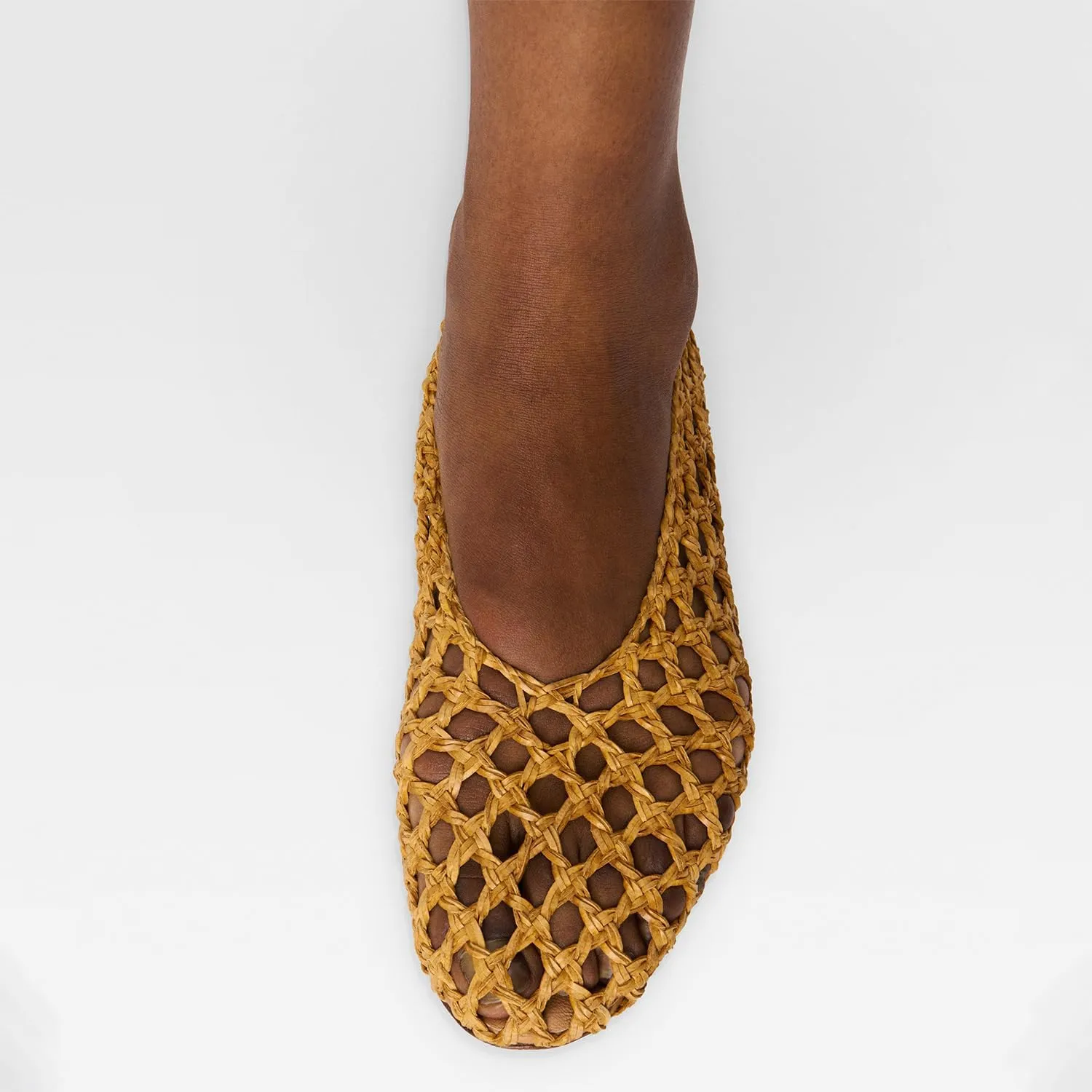 Woven Mesh Ballet Flats for Women Round Toe Slip On Fishnet Mary Janes Comfy Walking Ballerina Flat Shoes