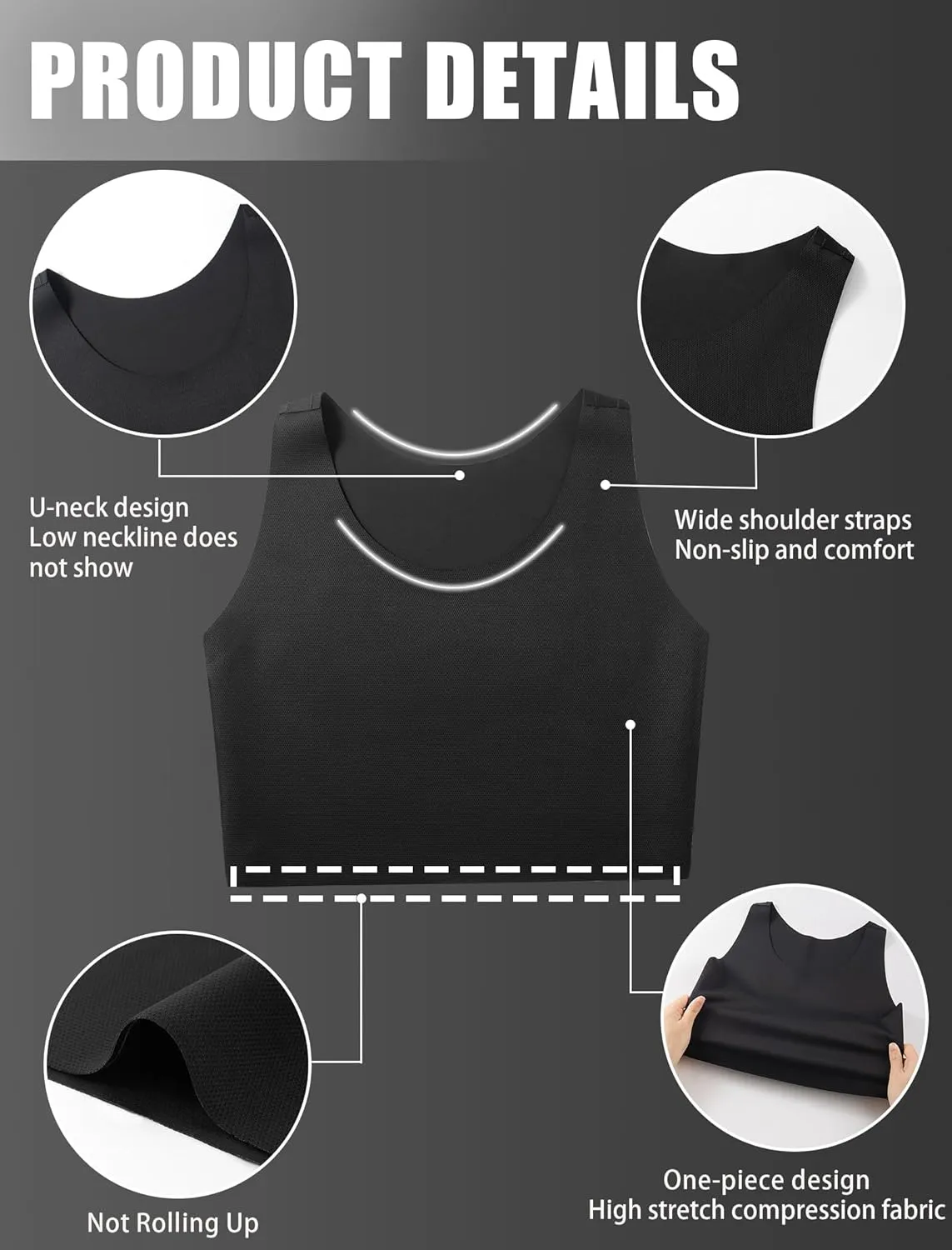 XUJI Transgender FTM Breathable Seamless Half Chest Binder
