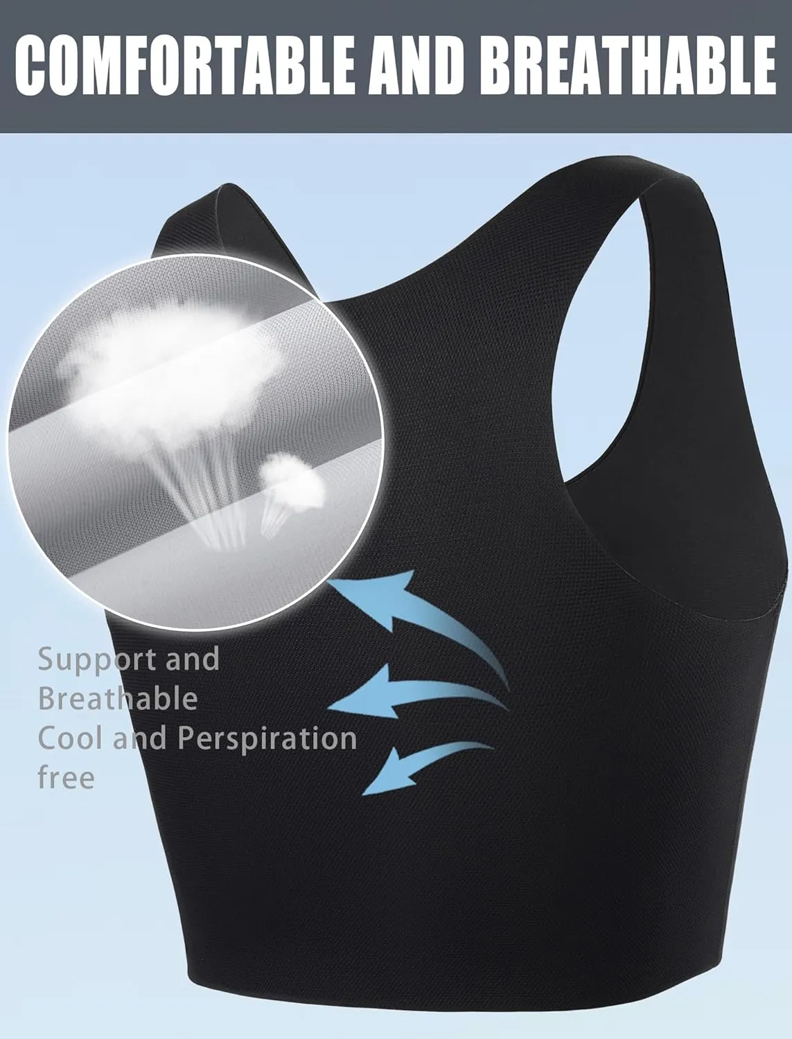 XUJI Transgender FTM Breathable Seamless Half Chest Binder