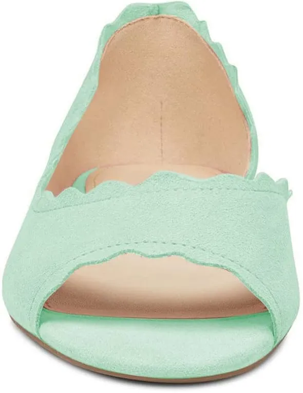 XYD Women Chic Open Peep Toe Wave Ballet Flats D'Orsay Slip On Loafers Dress Comfortable Casual Walking Shoes