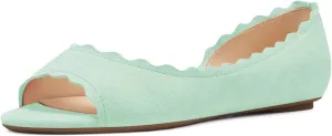 XYD Women Chic Open Peep Toe Wave Ballet Flats D'Orsay Slip On Loafers Dress Comfortable Casual Walking Shoes