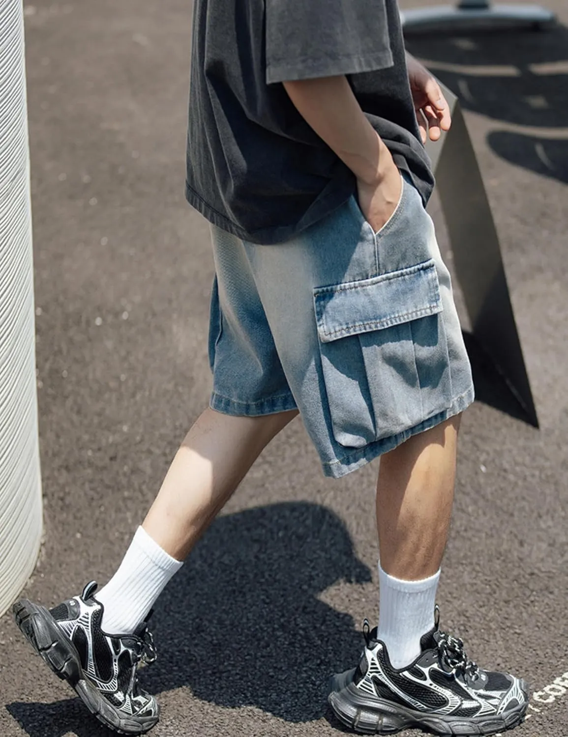 Y2k Baggy Jeans Shorts Men Hip Hop Grunge Vintage Streetwear Skater