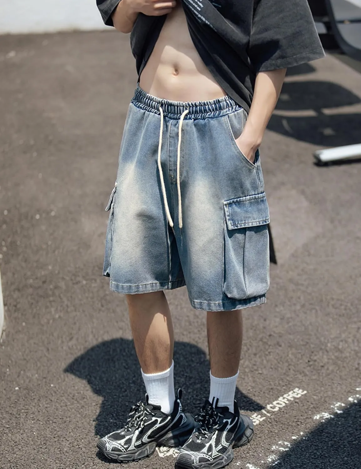 Y2k Baggy Jeans Shorts Men Hip Hop Grunge Vintage Streetwear Skater