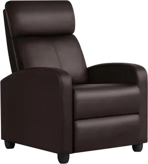 Yaheetech Faux Leather Recliner Sofa - Adjustable Modern Recliner Seat Club Chair for Home Theater Seating - Brown