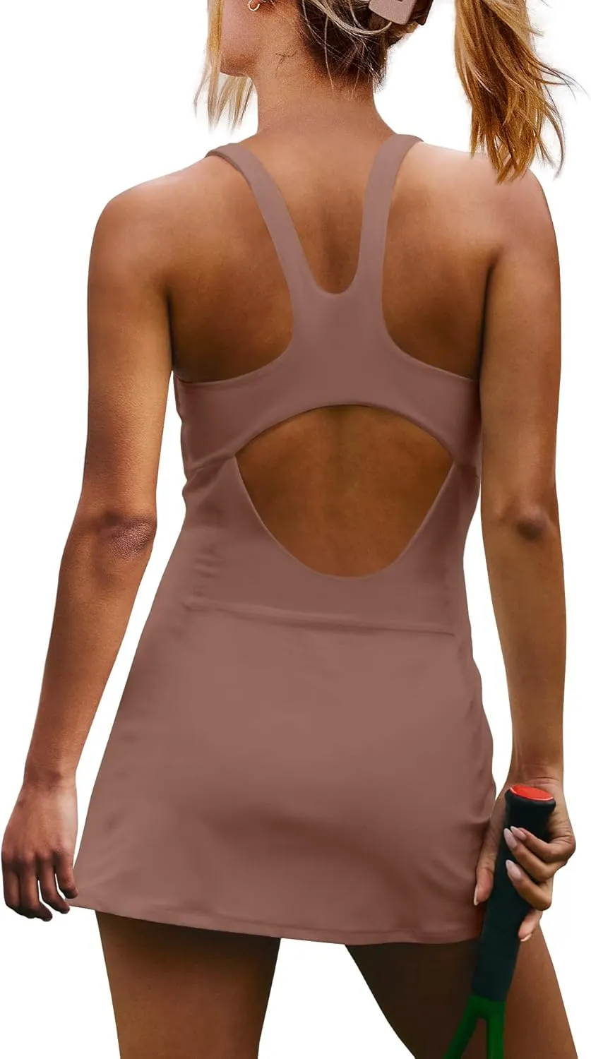 Yanekop Womens Tennis Dress with Built in Shorts Golf Dress Athletic Outfits Yoga Active Workout Dresses