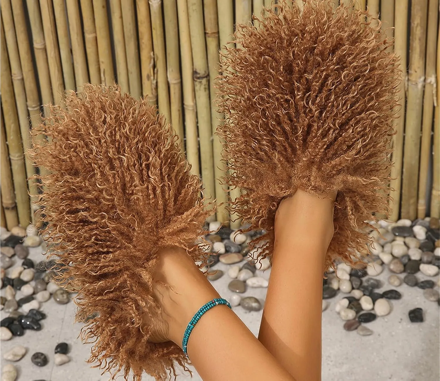 YESBOR Women's Men's Faux Fur House Slippers Fuzzy Fluffy Winter Warm Indoor Flat Slippers