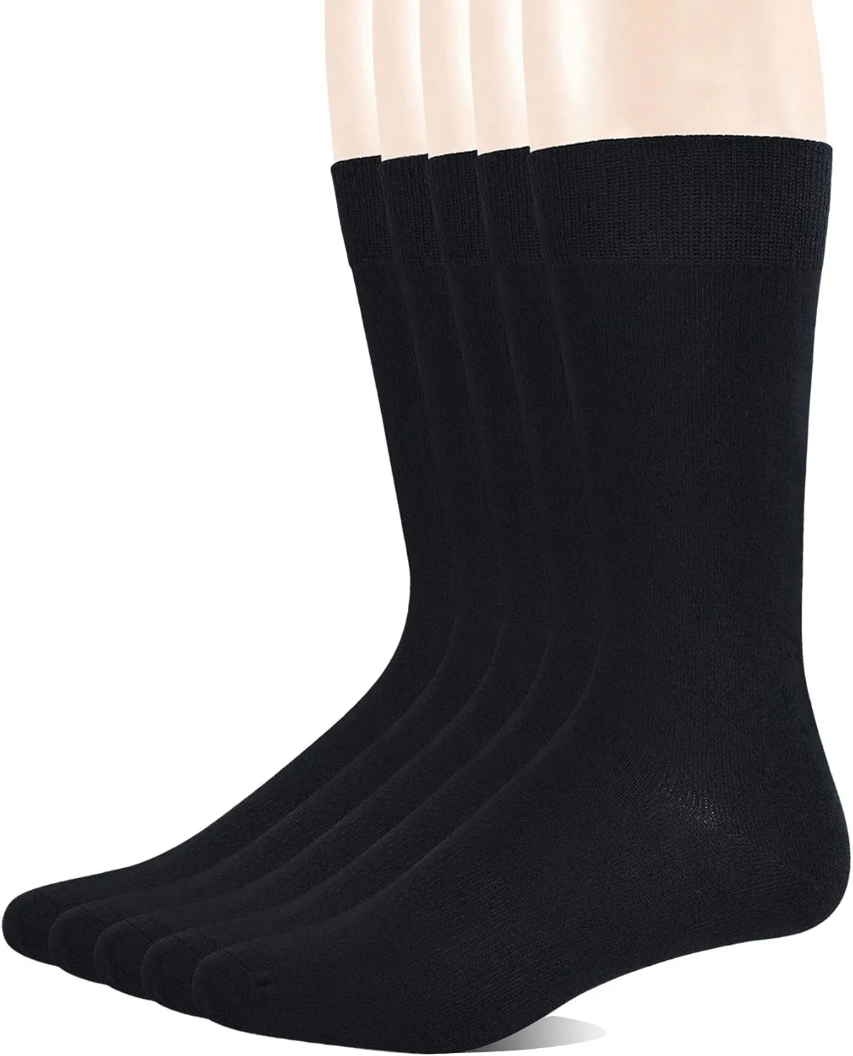 Yomandamor 5 Pairs Men's Crew Dress Socks with Arch Support and Seamless Toe