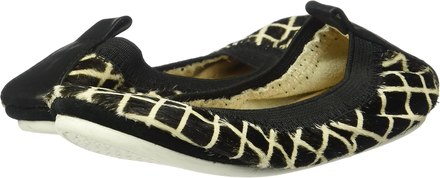 Yosi Samra Unisex-Child Sammie Linear Haircalf Slip on Ballet Flat