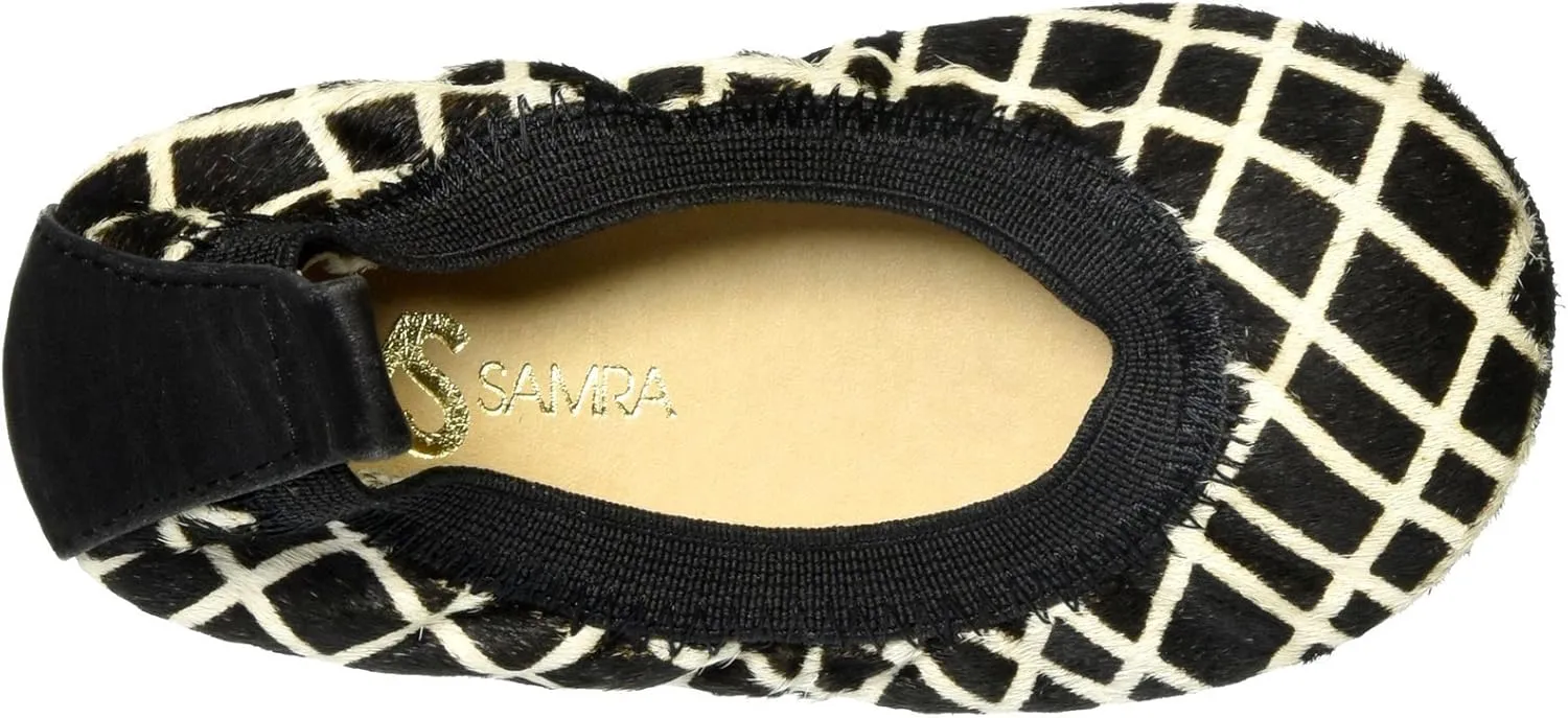 Yosi Samra Unisex-Child Sammie Linear Haircalf Slip on Ballet Flat
