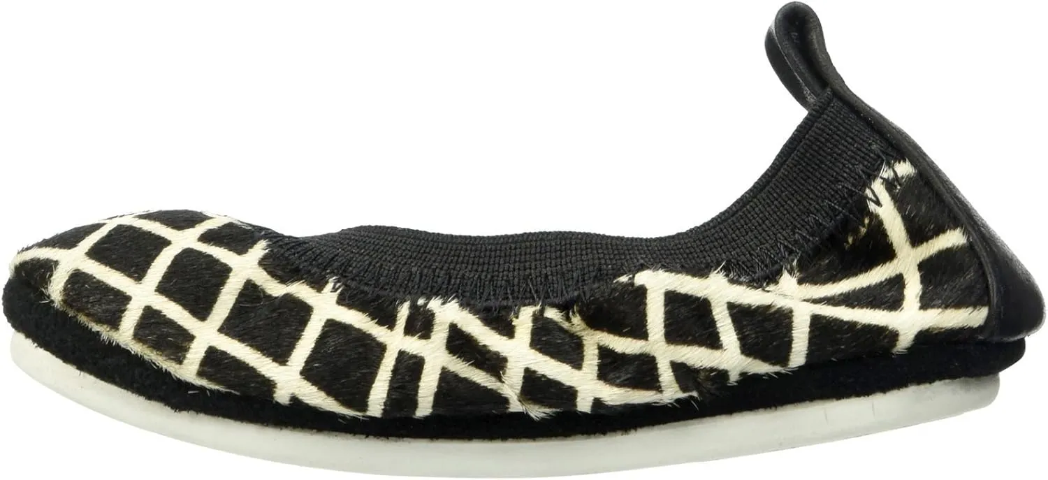 Yosi Samra Unisex-Child Sammie Linear Haircalf Slip on Ballet Flat