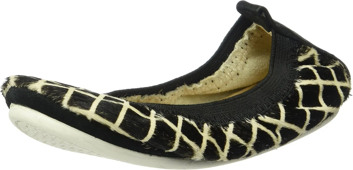 Yosi Samra Unisex-Child Sammie Linear Haircalf Slip on Ballet Flat