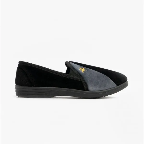 Zedzzz AARON Mens Full Slippers Black/Grey