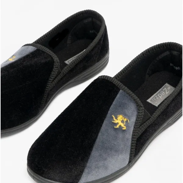 Zedzzz AARON Mens Full Slippers Black/Grey