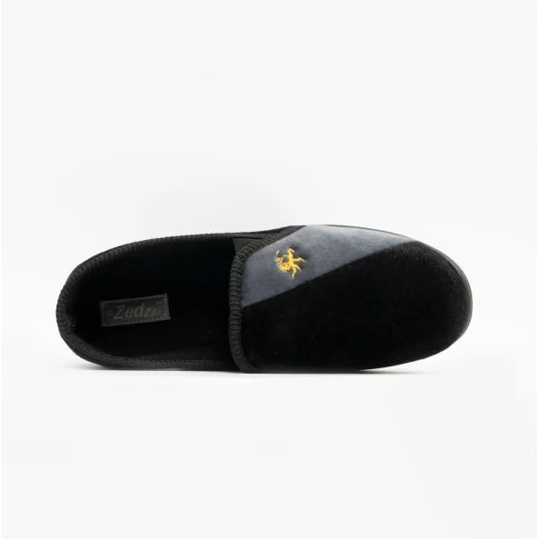 Zedzzz AARON Mens Full Slippers Black/Grey