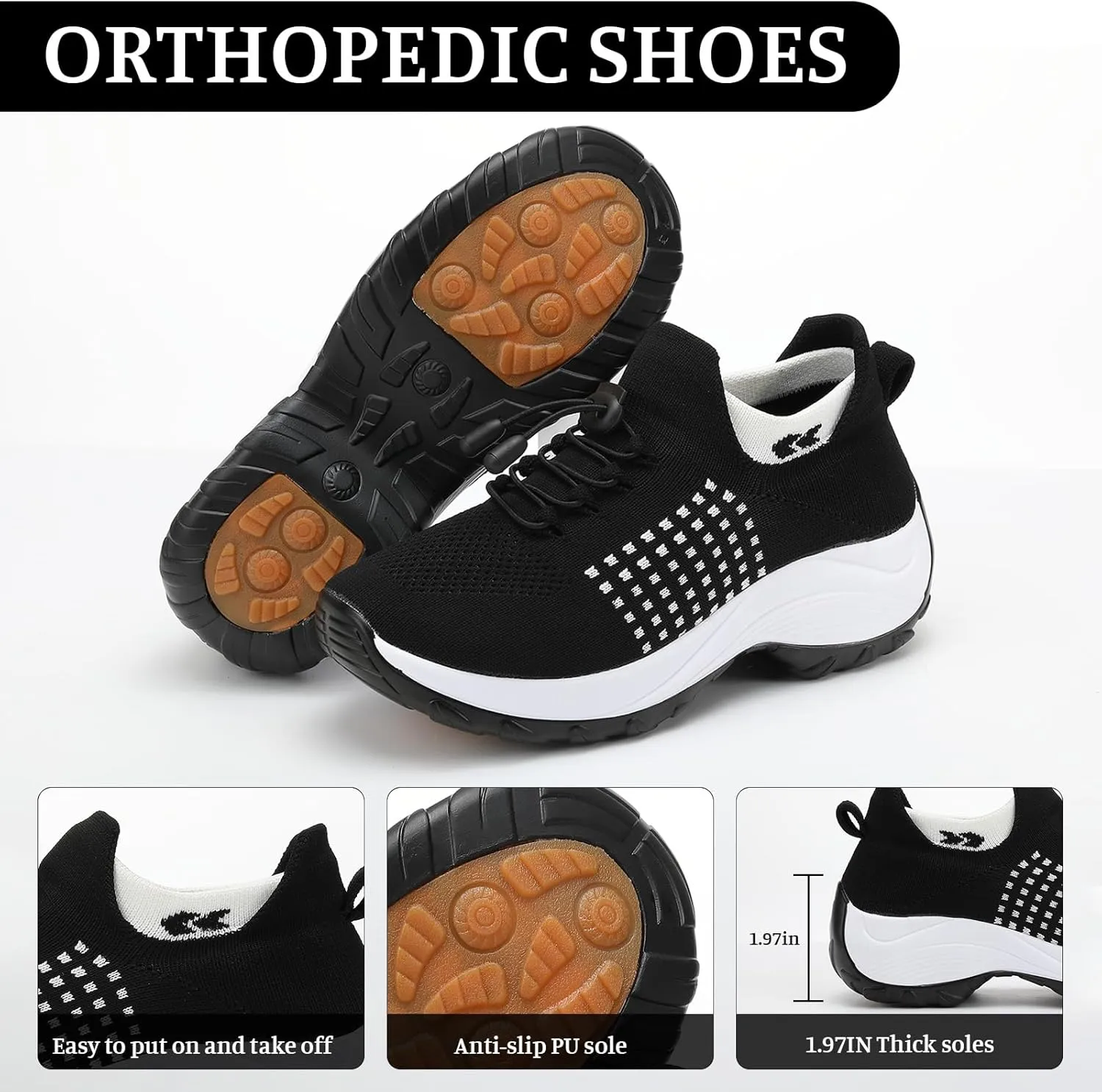 ZWRXW Comfort Wear Orthowear Shoes for Women Men,Arch Support Orthopedic Sneakers Stretch Comfortable Casual Athletic Sneakers Outdoor Lightweight Breathable Walk Shoes